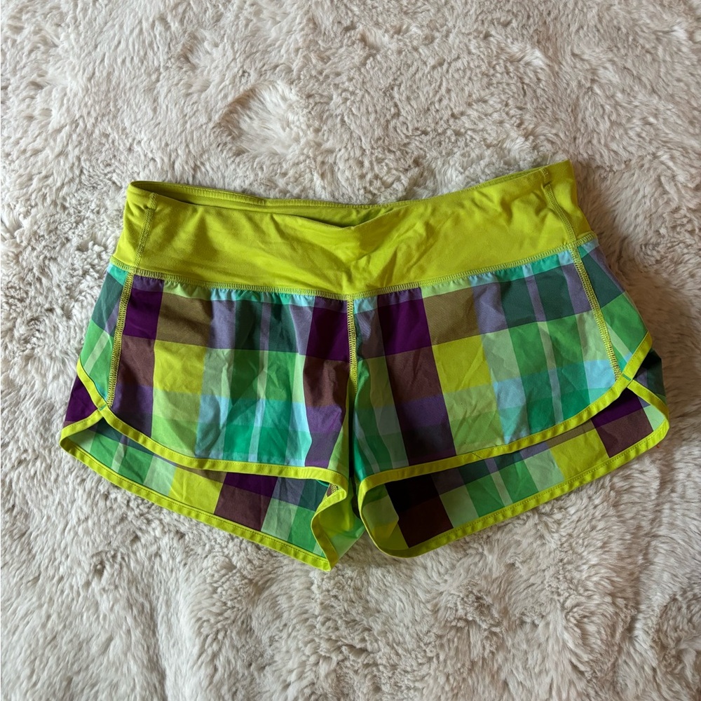 Lululemon Athletica Green and Purple Athletic Shorts